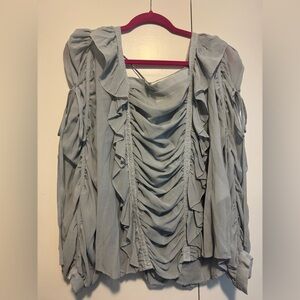 Style Nanda Ruffled Blue Blouse from Korea